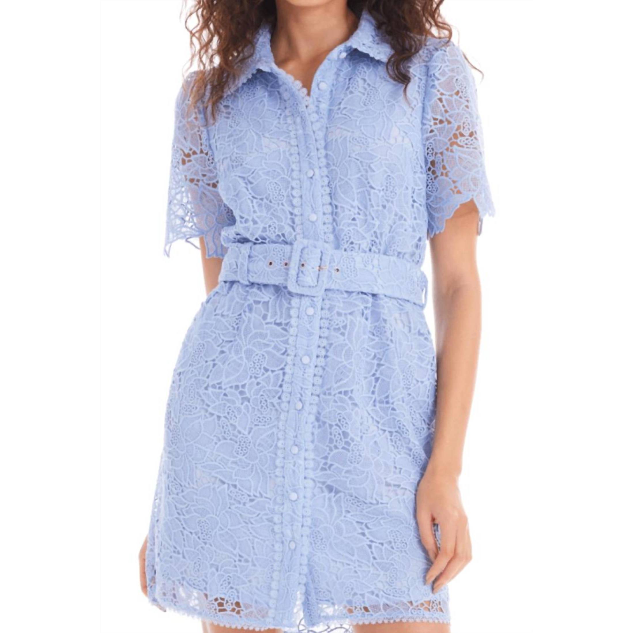 New Allison New York Ruthie Short Sleeve Shirt Dress In Cashmere Blue
